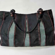 ボーダー柄トートバッグ（緑・黒）