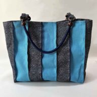 鮫小紋柄トートバッグ（青・黒）～SAMEKOMON～