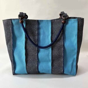 鮫小紋柄トートバッグ（青・黒）～SAMEKOMON～