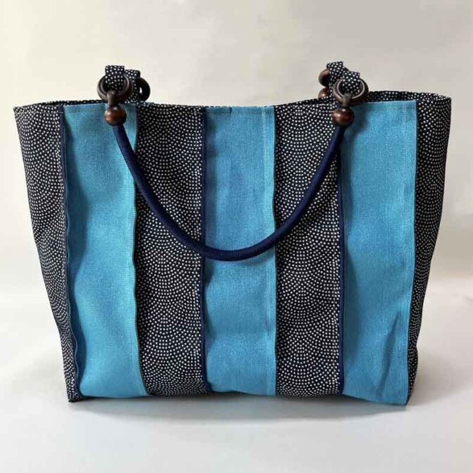 鮫小紋柄トートバック（青・黒）