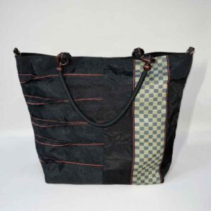 市松模様柄トートバッグ（緑・黒) ～ICHIMATSU～