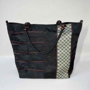 市松模様柄トートバッグ（緑・黒) ～ICHIMATSU～