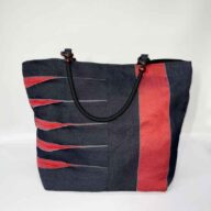 プレミアムトートバッグ（赤・黒・ラインあり）